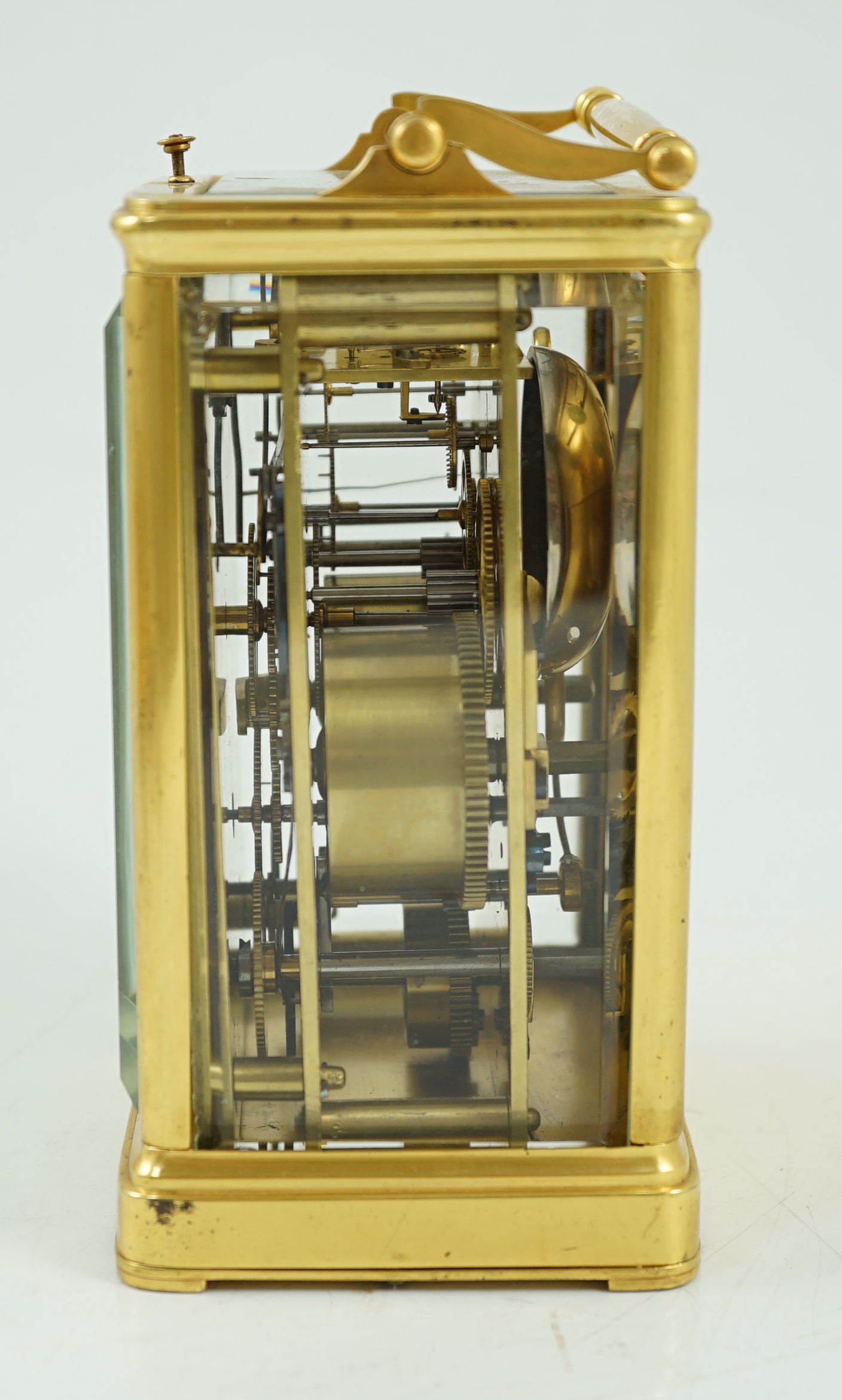 Scherer à Paris. A French hour repeating carriage clock, c.1840's, 10.25cm wide, 8cm deep, 15cm high